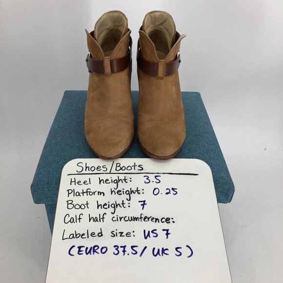 Rag and Bone Harrow Warm Brown Leather  Ankle Strap Block Heel Ankle Boots - Picture 14 of 15